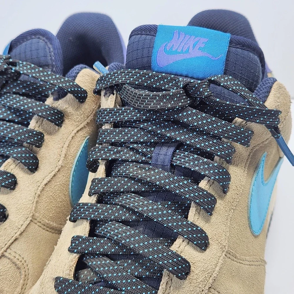 Nike Air Force 1 Low Shoes Mens Size 13 Beige Blue Suede Sneakers CD0887-201